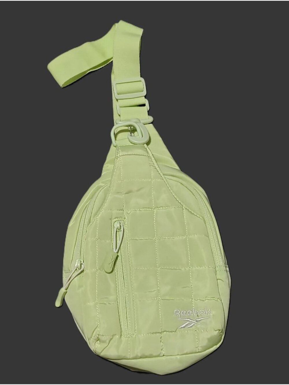 Reebok Luminary Green Quilted Puffer Mini Small Crossbody Sling Bag Zip Pockets